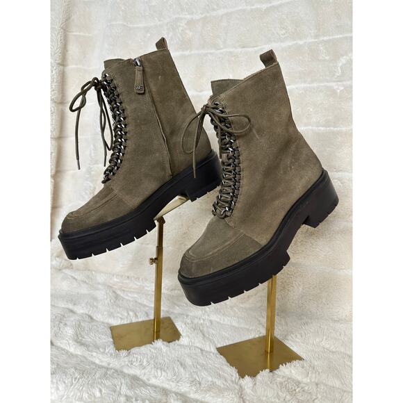 Sam Edelman sz 9 Lovrin Boot Suede Washed Stone Lug Sole Chunky Combat Festival - Picture 1 of 5
